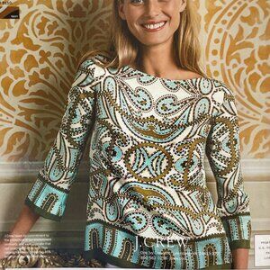 J Crew Size 4 Silk Green Beige Coral Blue Stylish Top Blouse Women
